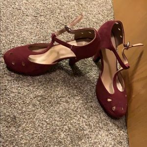 Graham Street maroon t strap heels